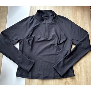 Athleta Women's Athletic Quarter Zip Top Size Large Black Thumbholes